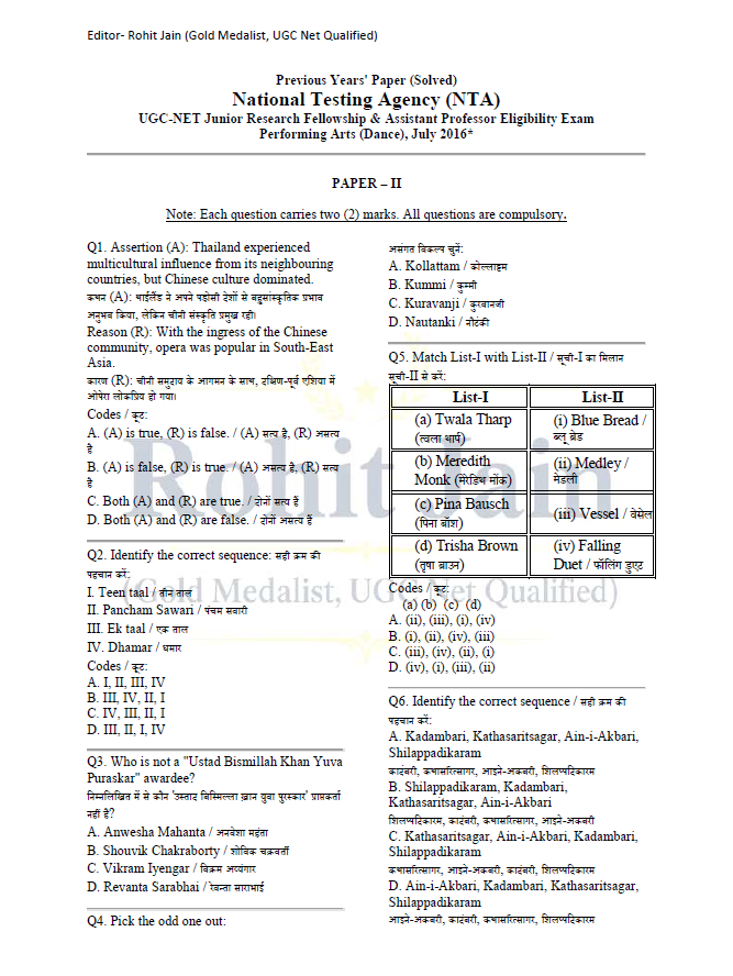 NTA UGC NET JRF Performing Arts (Dance Drama Theatre) Paper-II Previous Year Questions (2016–2025) By Rohit Jain - Image 4