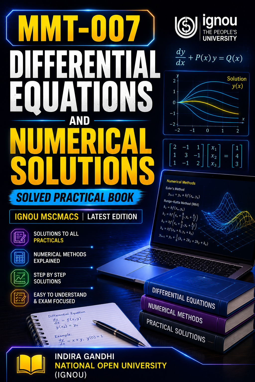 MMT-007 Differential Equations and Numerical Solutions Solved Practical Book | IGNOU MSCMACS Latest Edition