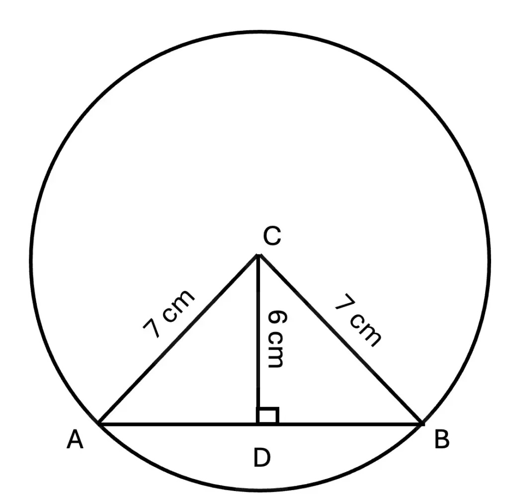 Chord AB with perpendicular CD from centre C
