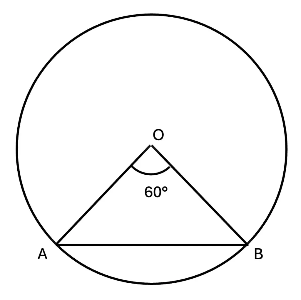 Chord AB with central angle &ang;AOB = 60&deg;