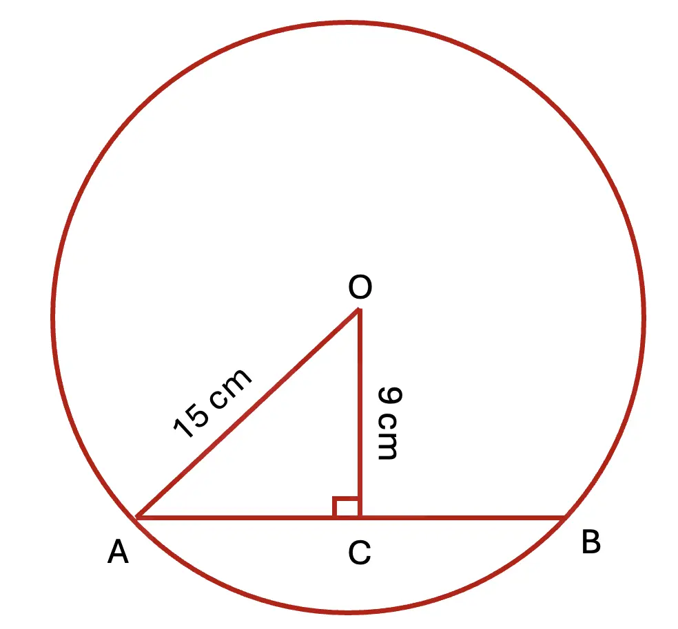 Chord AB of a circle with radius 15 cm