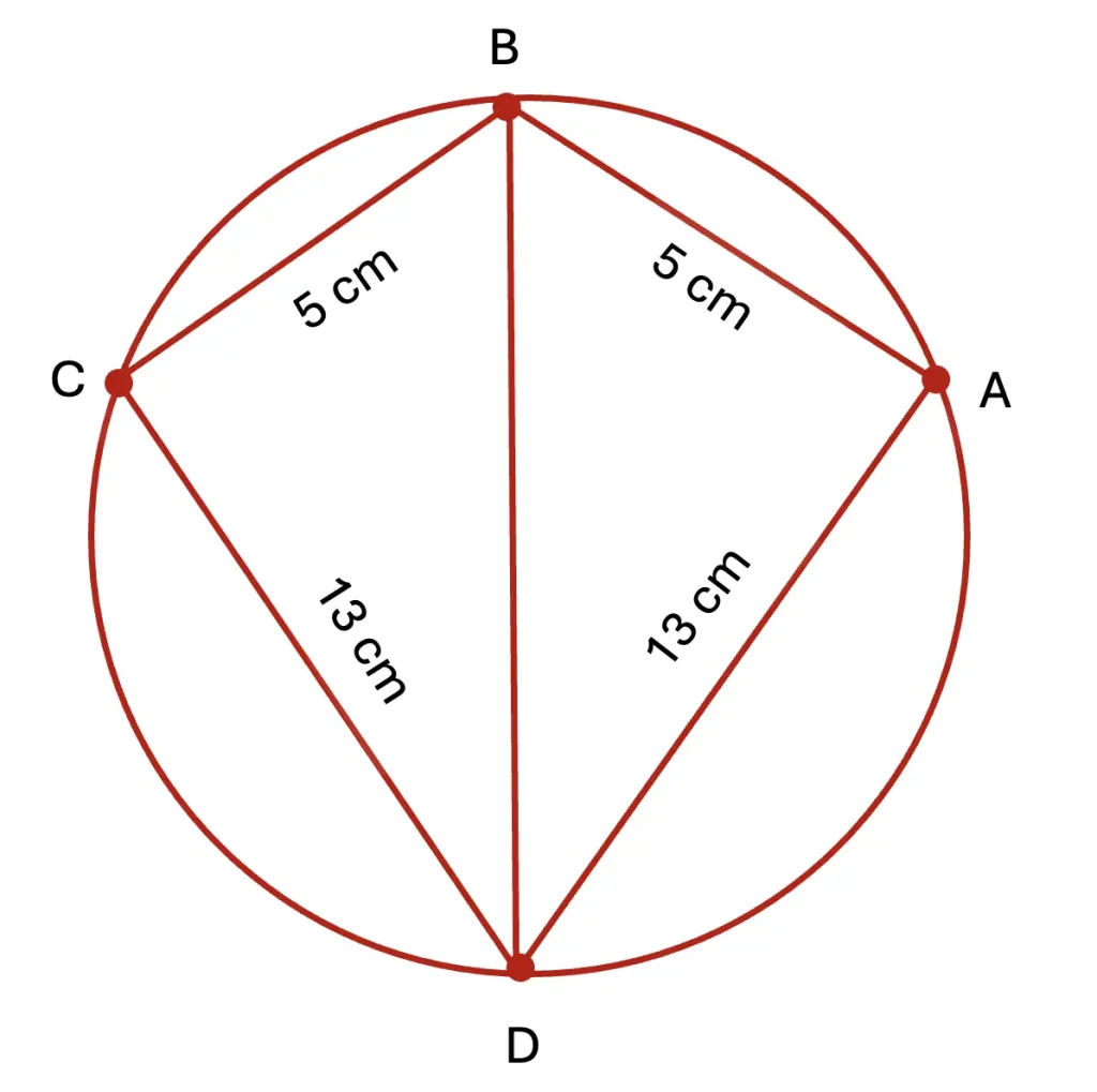 Cyclic quadrilateral ABCD with sides 5, 5, 12, 12