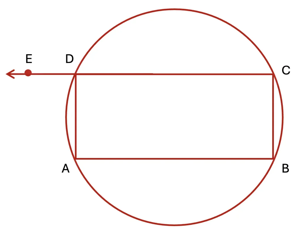 Cyclic quadrilateral ABCD with side CD produced to E