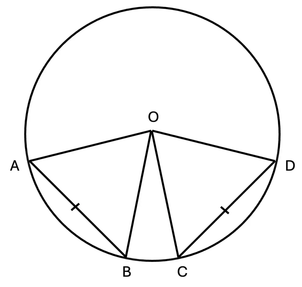 Two isosceles triangles OAB and OCD with equal bases