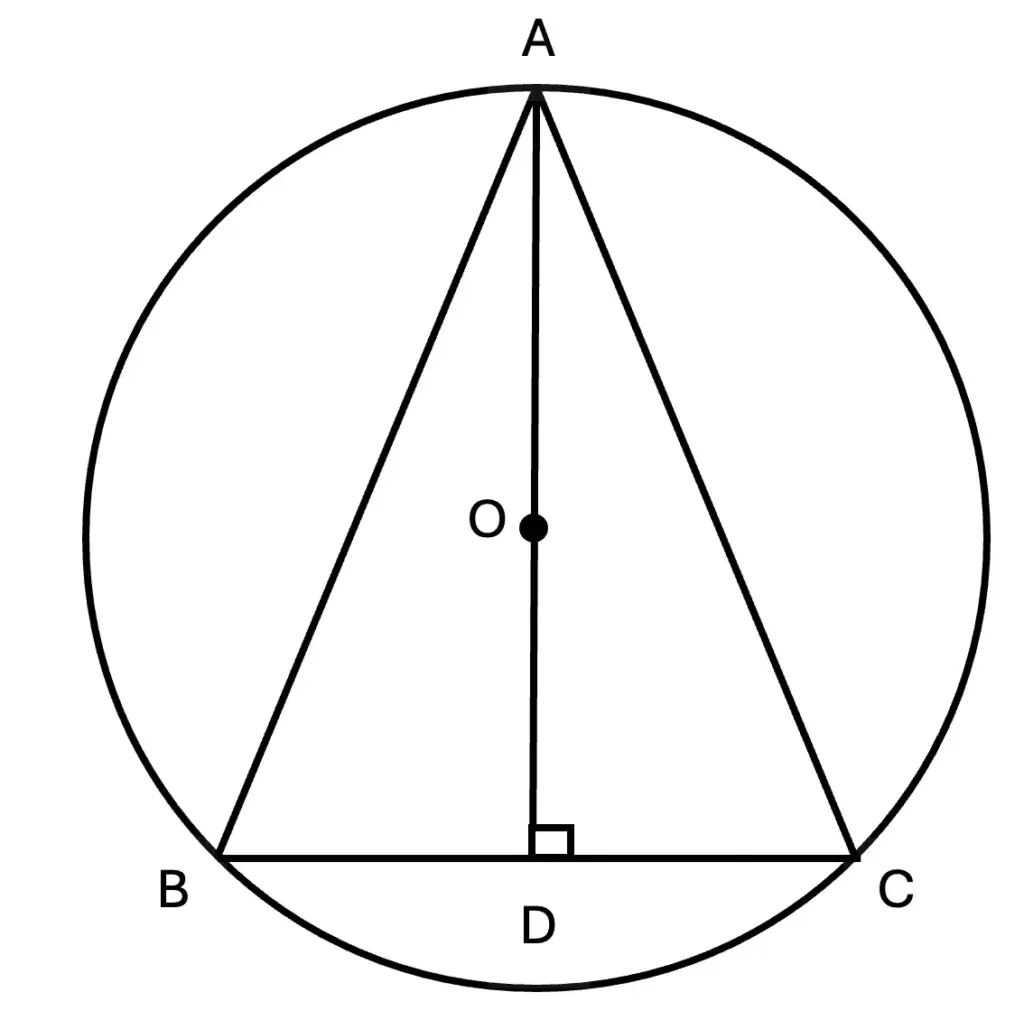 Isosceles &Delta;ABC inscribed in a circle